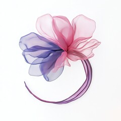 Fototapeta premium Purple-pink fabric flower headband, white backdrop