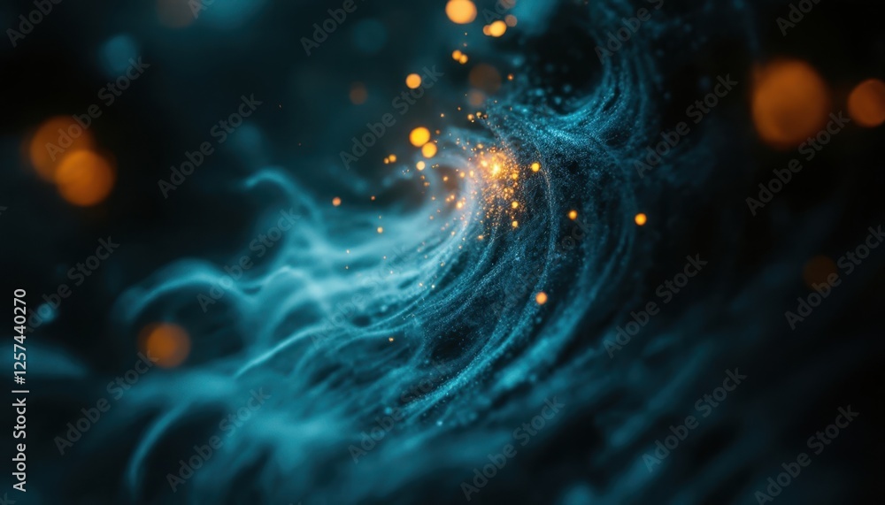 Aufkleber abstract cosmic swirl with glowing particles and dynamic waves