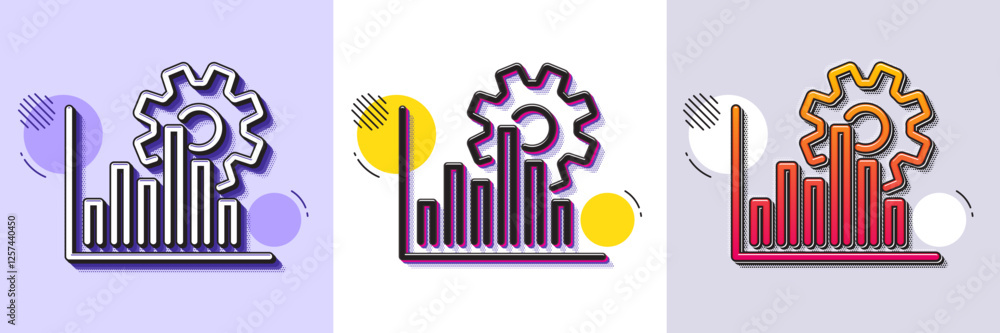 Poster seo graph line icon. halftone dotted pattern. gradient icon with grain shadow. search engine optimiz
