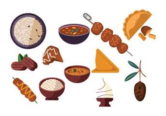 Traditional Food Vector Bundle Couscous, Kebabs, Pies, and More for Culinary Projects