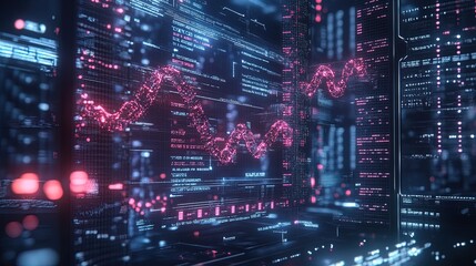 Fototapeta premium Futuristic science-inspired background with glowing research elements, molecular patterns, and tech grids