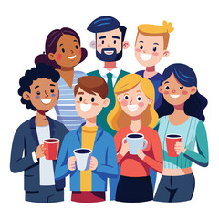 coworkers from different backgrounds enjoying vector image on a white background