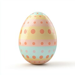 cute Easter egg with playful polka dots and soft pastel tones, isolated on white.