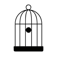 Empty bird cage silhouette icon vector illustration design on white background.
