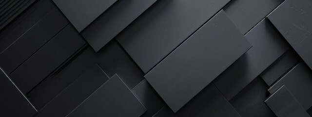 Fototapeta premium Photo of Black Background with Geometric Patterns and Shapes for Design, Featuring White Space in the Center for Text. Ideal for Banner Templates and Digital Projects. Minimalist Wallpaper.