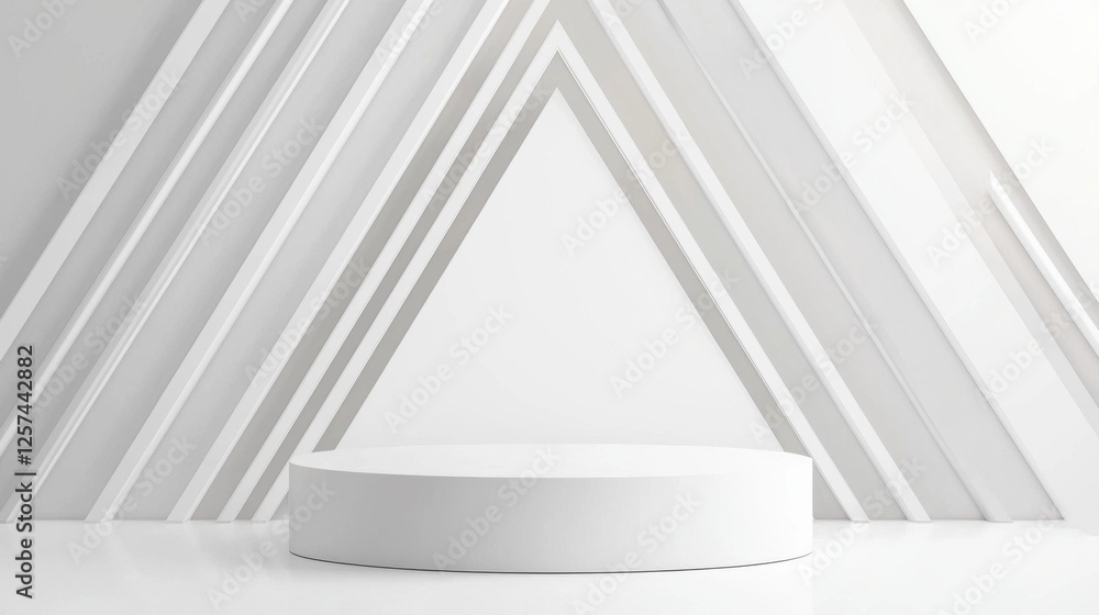 Poster a stunning white gray cylinder stand captures attention, perfectly positioned against a backdrop of 
