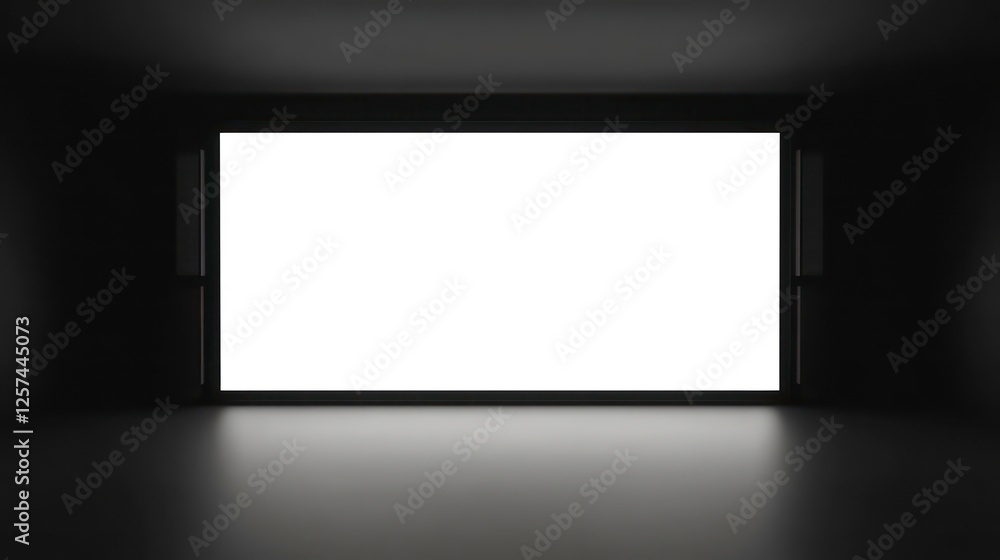 Poster white screen projector on a clear background for presentations and displays with ample copy space fo