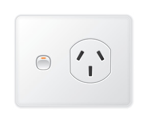 Realistic vector white socket. Type I with switches. Isolated on white background