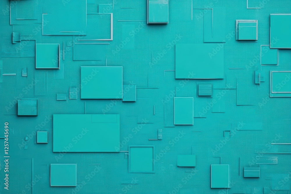 Poster Blue wall with a pattern of squares arranged in a grid format for modern interior design