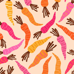 Fototapeta premium carrots veggies seamless pattern, vector illustration repeat design print