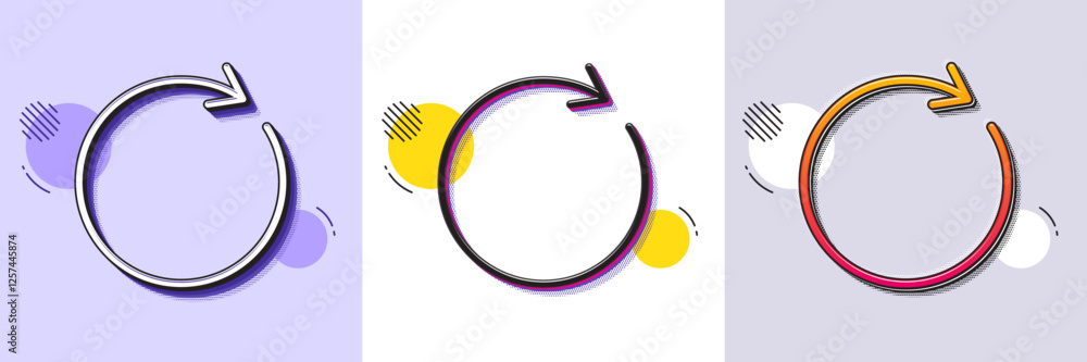 Poster refresh line icon. halftone dotted pattern. gradient icon with grain shadow. rotation arrow sign. re