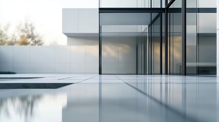 Modern Architecture, Minimalist House with Glass Walls and Pool Reflection