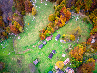 Sella Carnizza in Val Resia. Autumn panorama and ephemeral lake.