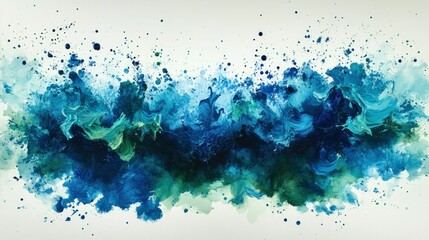 Abstract ocean wave painting blue green hues