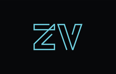 Illustration of creative typography featuring stylized letters Z and V with a minimal blue color theme, suitable for branding and graphic design inspiration.