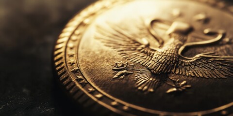 Golden presidential seal shining on presidents' day in usa