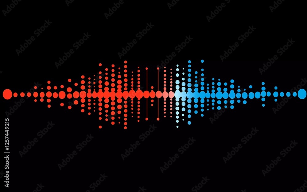 Aufkleber a vector graphic of sound waves made from red and blue dots, symbolizing music or audio waveforms on