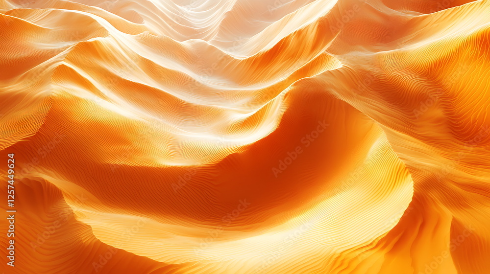 Poster flowing lines of vibrant orange and cream colors creating a textured abstract background design.