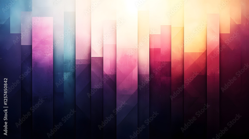 Poster colorful abstract geometric pattern with vibrant shades and gradients blending seamlessly in digital