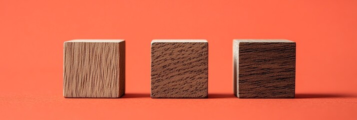 Fototapeta premium Wooden Cubes: Texture Variations, Color Shades, and Design Applications in Crafts