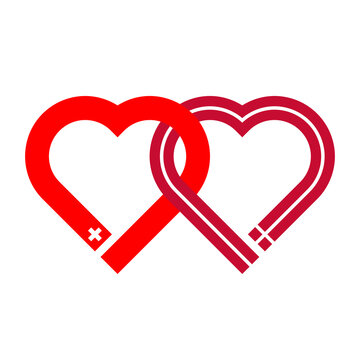 recommend clip art: heart shaped ribbon of switzerland and denmark flags intertwined. vector illustration isolated on white background