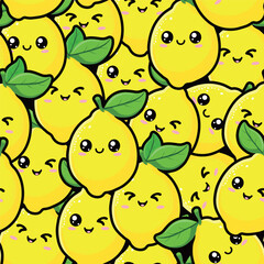 Kawaii Lemon Pattern seamless