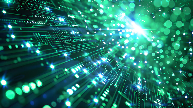 Stream of binary code flowing along the pathways