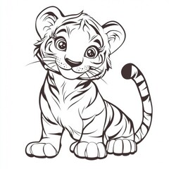 Fototapeta premium white vertebrate felidae tiger facial expression terrestrial animal snout line art cartoon carnivores