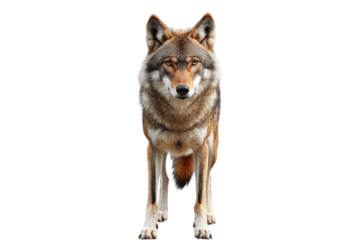 Standing red wolf.
