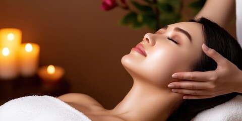 Luxury spa massage therapy for a relaxing woman in a calm environment inducing serenity and wellness