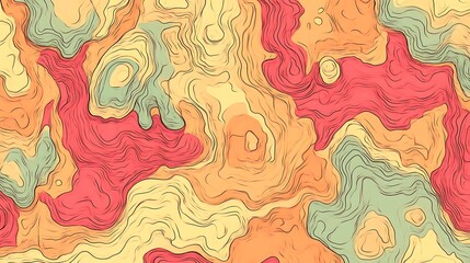 Fototapeta premium Abstract Topographic Map Art Colorful Swirls