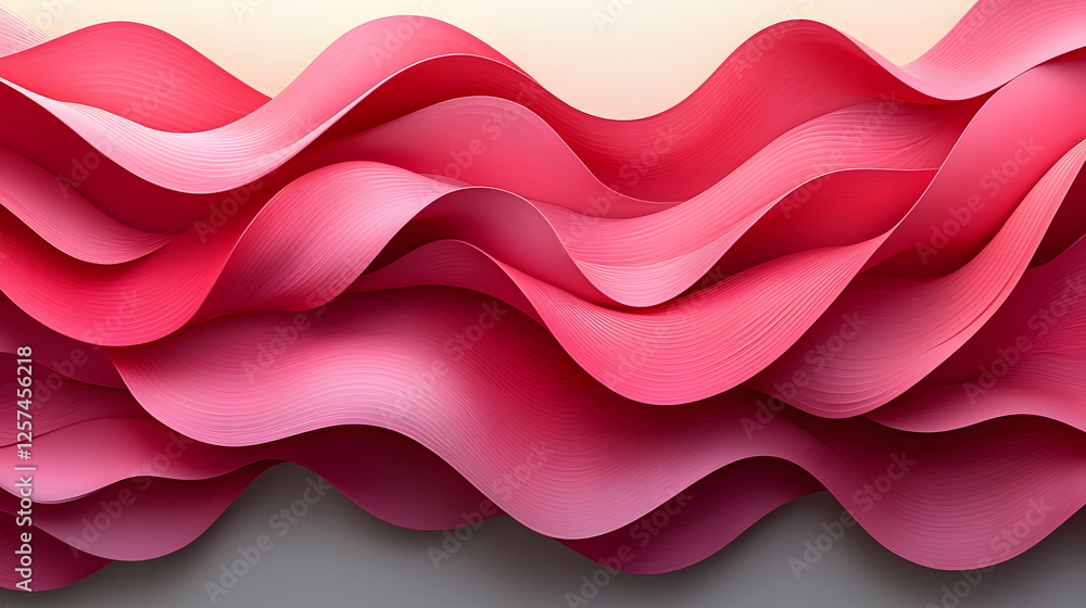 Poster waves of textured pink paper layered artistically creating a visually appealing abstract background 