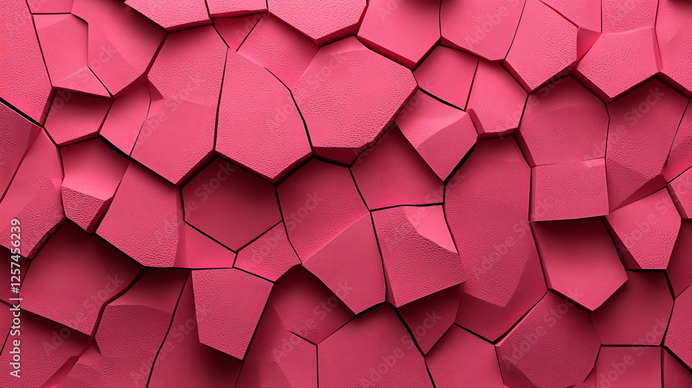 Poster colorful textured wall background with geometric shapes in various sizes and pink hues creating dept