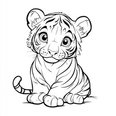 Fototapeta premium white vertebrate facial expression line art felidae tiger terrestrial animal snout cartoon coloring book