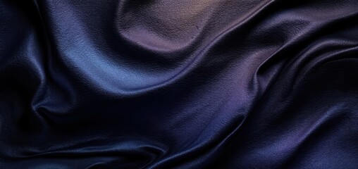 Fototapeta premium Elegant dark blue and purple silk fabric with soft, luxurious folds and rich texture