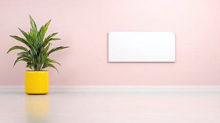 Minimalist interior design featuring a potted plant beside a blank wall, ideal for decor ideas