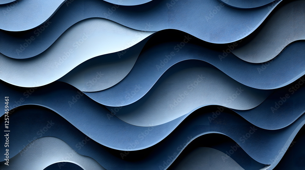 Poster flowing waves of blue and gray texture creating a modern artistic design element background.