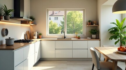 Modern Kitchen Design with Abundant Natural Light and Minimalist Aesthetics