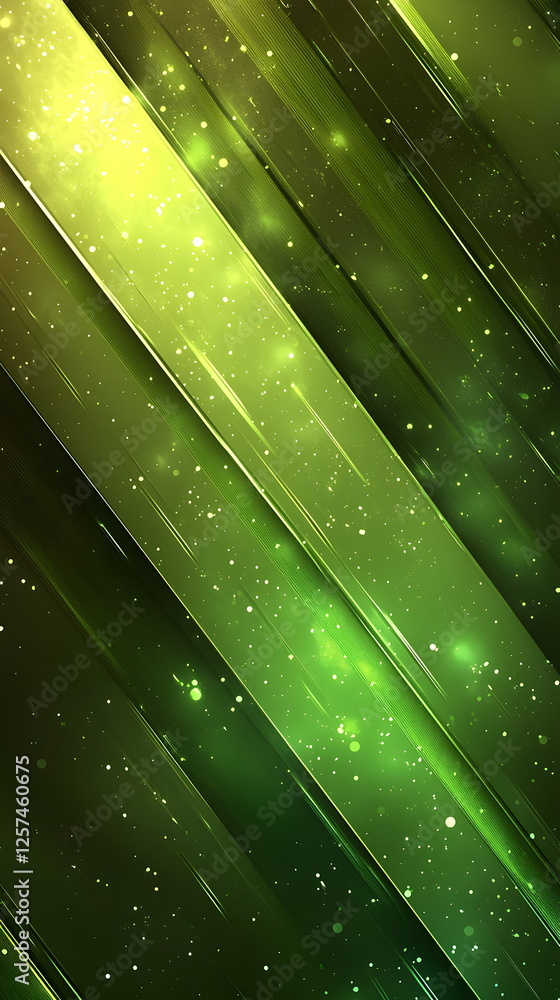 Aufkleber radiant green abstract background with vertical lines and glowing sparkles creating a vibrant atmosp