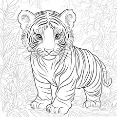 white vertebrate line art terrestrial animal tiger coloring book snout felidae clip art wildlife