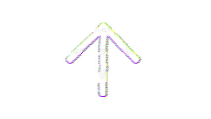 Icon arrow up is distorted. Glitch. Noise, chromatic aberration, geometric distortion