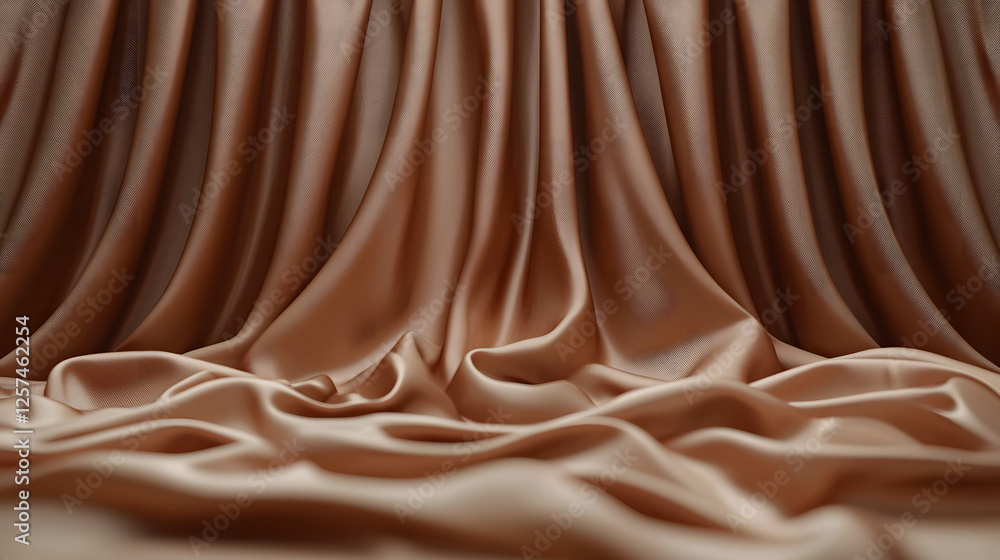 Aufkleber silky brown fabric draped elegantly in soft folds creating a luxurious and smooth texture background