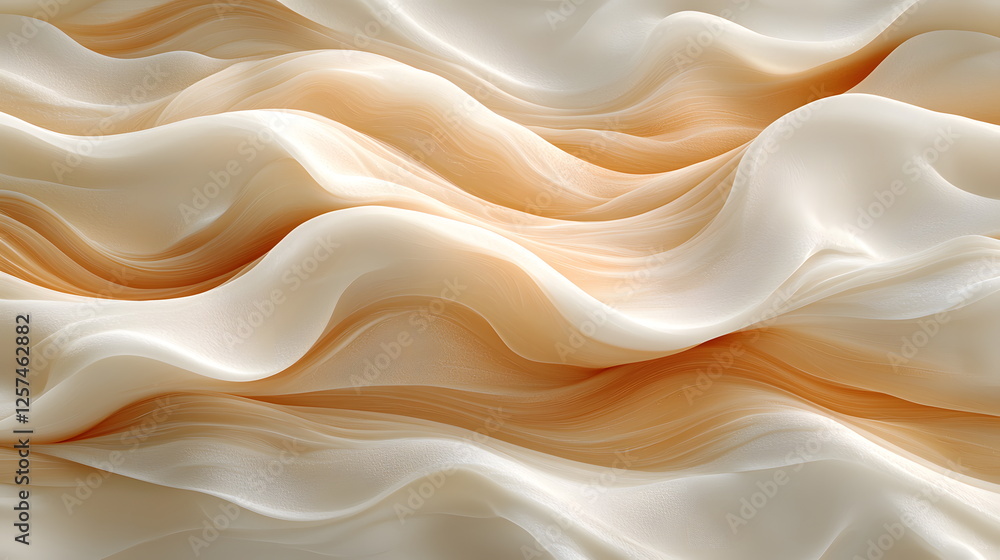Aufkleber flowing satin fabric in soft creamy tones with subtle waves and textures creating an elegant backdro