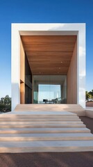 Modern Architectural Design Featuring Wooden Entrance Steps