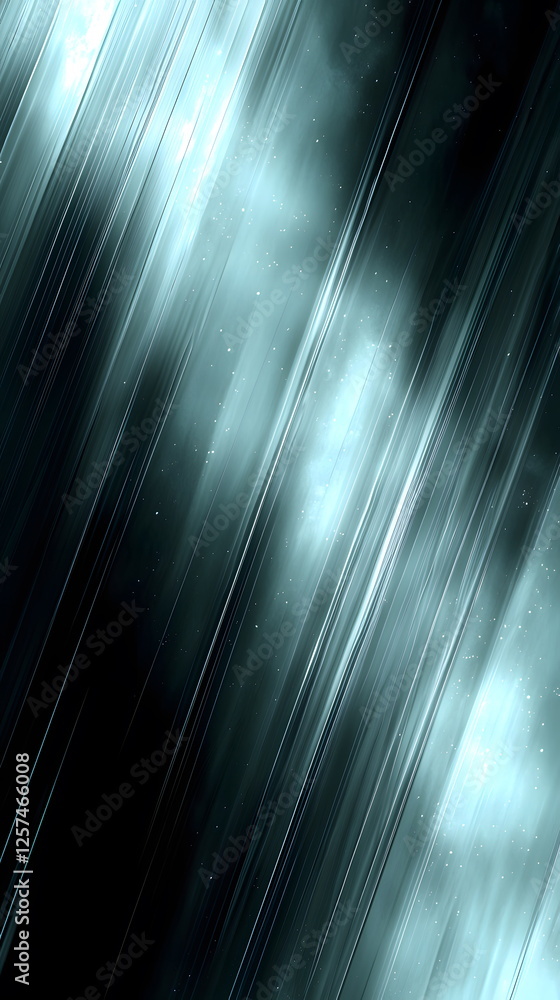 Poster smooth abstract digital background with flowing light patterns in shades of teal and black hues.