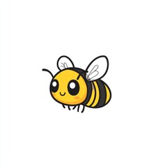 Obraz premium Cute cartoon bee, flying, simple background, for children's media