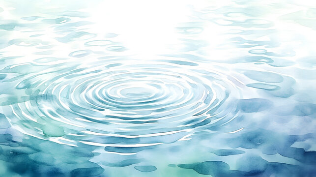 Serene Aqua Watercolor Ripples on Calm Water