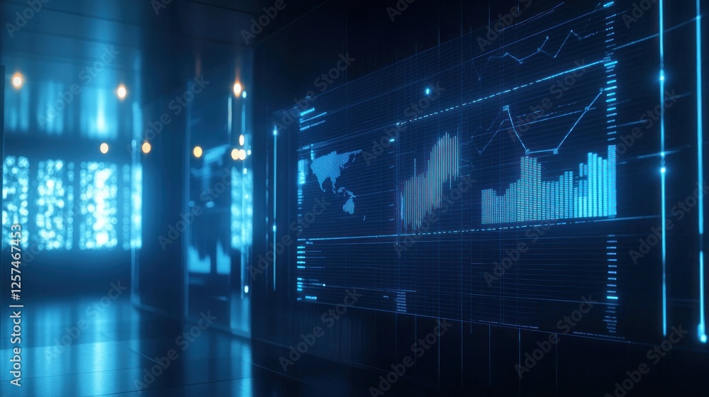 Aufkleber global data visualization: futuristic business intelligence dashboard