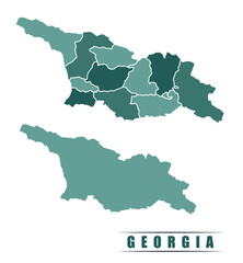 Obraz premium Georgia simple flat political map with states border