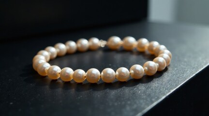 Elegant Pearl Bracelet on Dark Surface, a Symbol of Refined Taste and Timeless Beauty